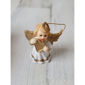 Angel harp halo girl bible ornament Xmas decor